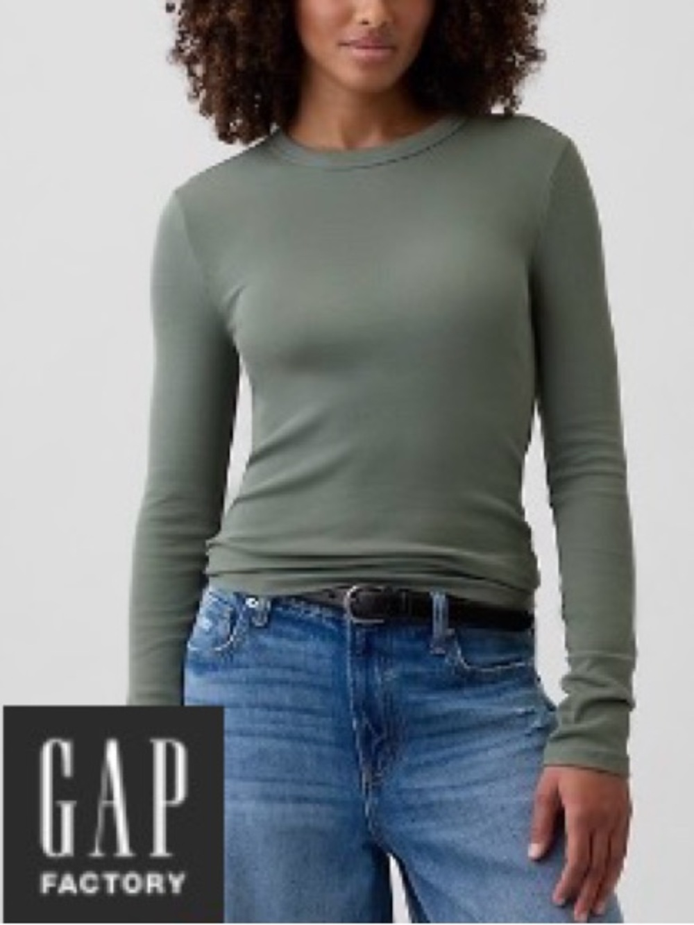 GAP Essential ribbed crew neck tee mesculen green